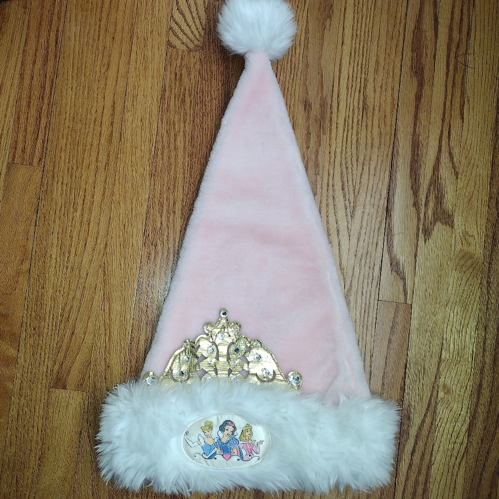 Disneyland Pink Disney Princess Santa Hat with Crown, Disneyland Youth Santa Hat